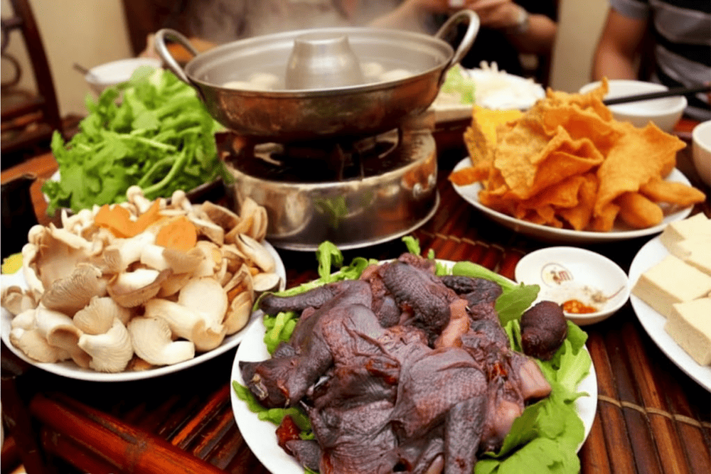 A pot of herbal black chicken hotpot &ndash; warming and nourishing